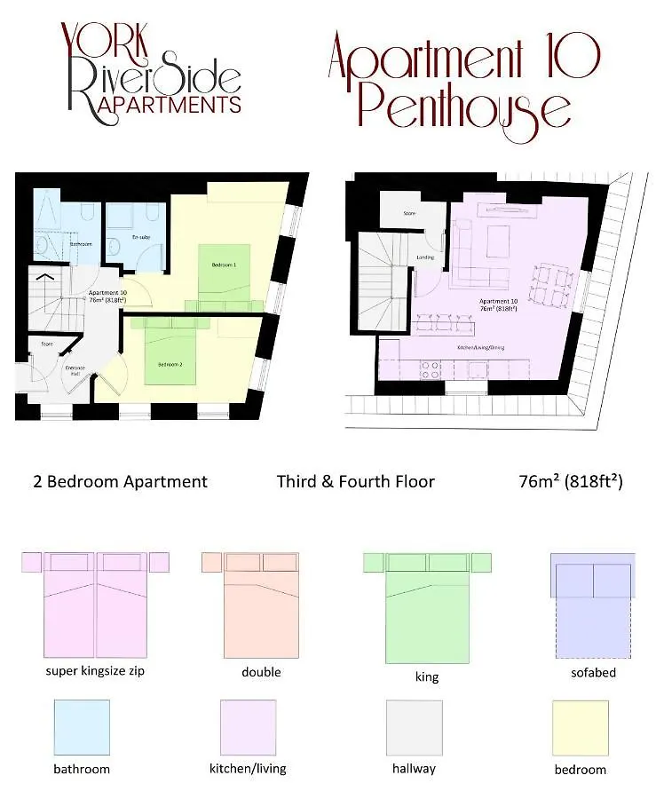 Apartment 10 Penthouse 2 Bedrooms, Sleeps X 4 York